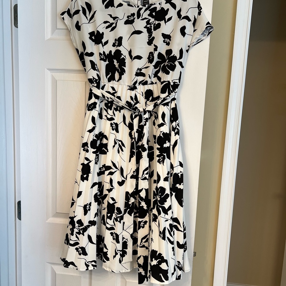 Maternity Black and White Floral Dress